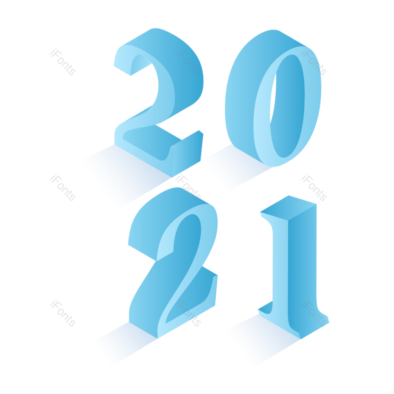 艺术字图片,立体字元素,蓝色PNG,数字免抠素材